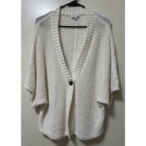 Anthropologie Current Air Women's White Knit Button Front Cardigan - Size Medium